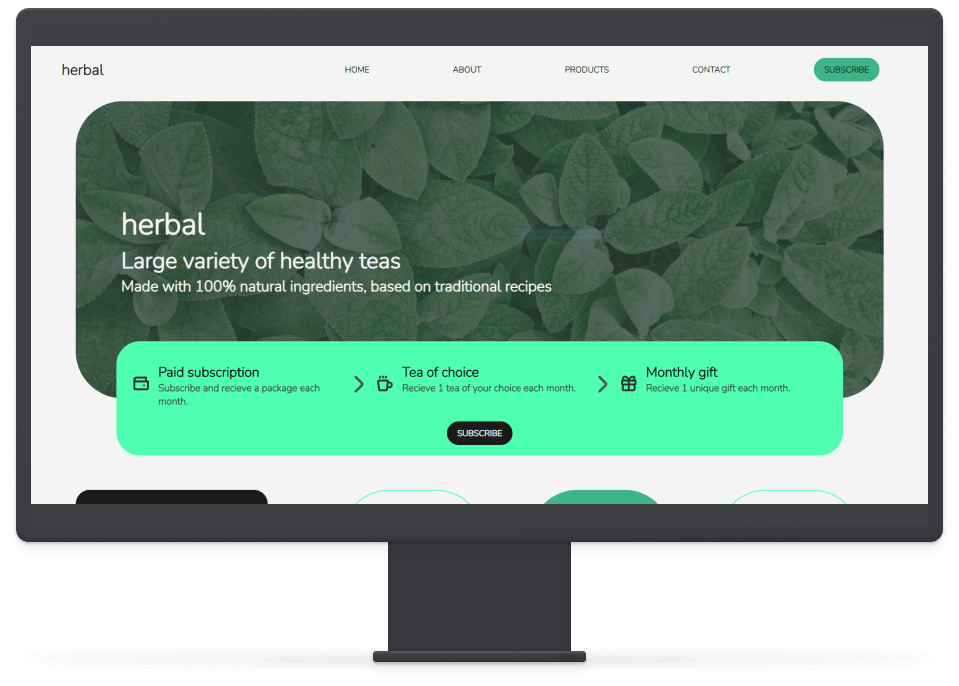 Desktop computer with herbal website on it