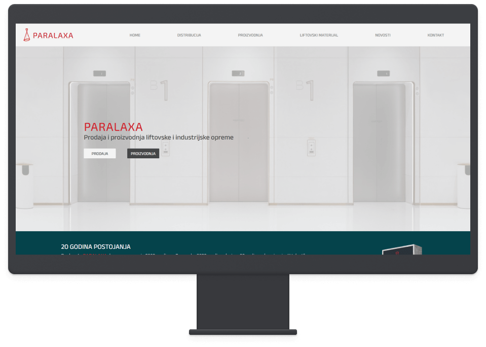 Desktop computer with Paralaxa website on it