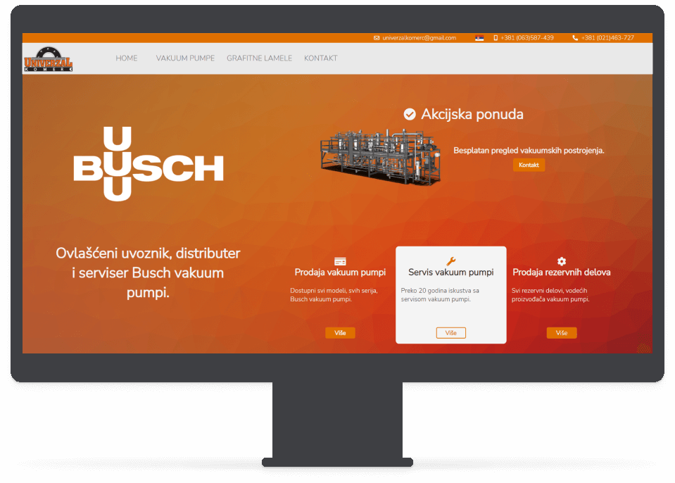 Desktop computer with Univerzal website on it