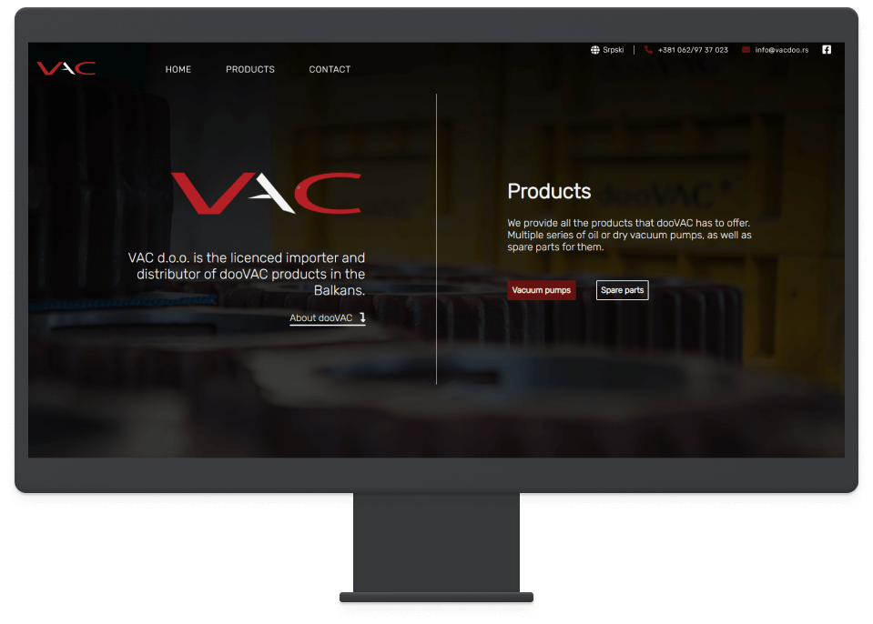 Desktop computer with VAC doo website on it