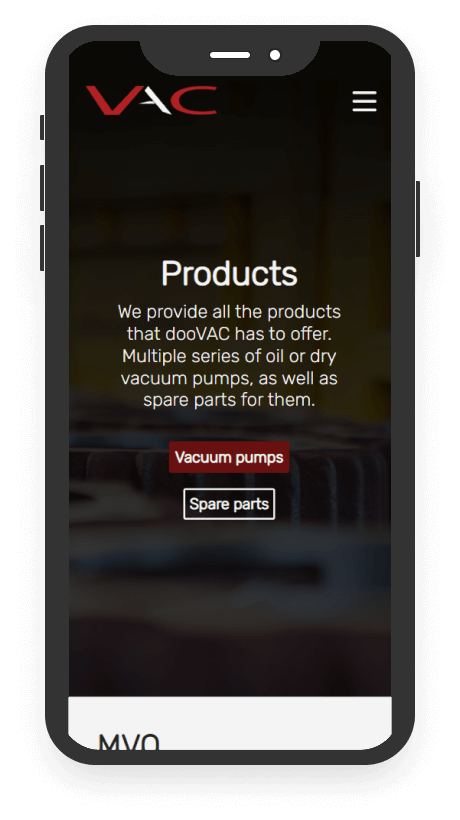 Mobile device with VAC doo website on it